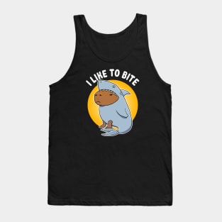 I like to bite Capybara Shark Costume Tank Top